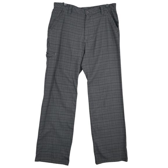prAna Gray Plaid Pattern Belt Loops Standard Fit Athleisure Pants Size 32 x 32 - Picture 1 of 6